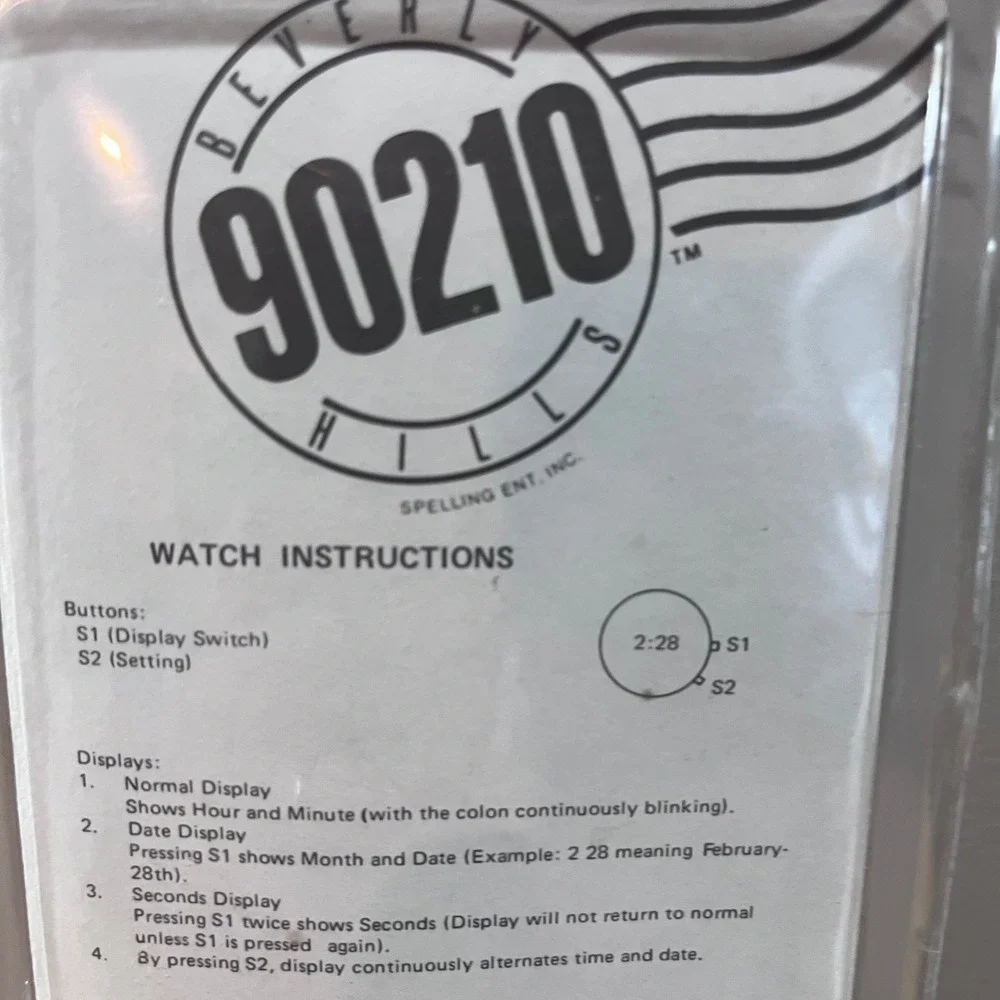 Vtg 1991 Beverly Hills 90210 Brandon Walsh Digital Watch New 90s TV‎ Show Promo